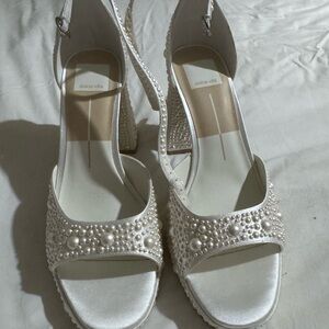 Dolce Vita Pearl Embellished White Heels